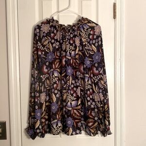 LOFT Floral Ruffle Blouse
